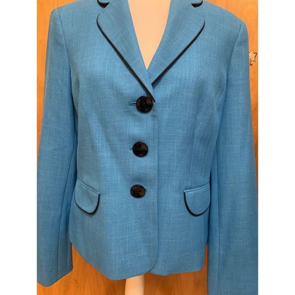 Evan Picone Blazer Women’s 10 Teal Blue Professional Suit Separates Jacket Lined - Picture 6 of 12